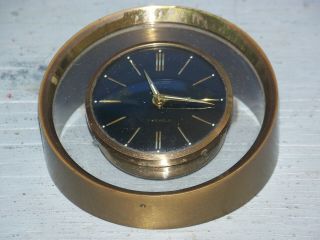 Vintage Swiss Endura Brass And Clear Acrylic 7 Jewel Desk Alarm Clock