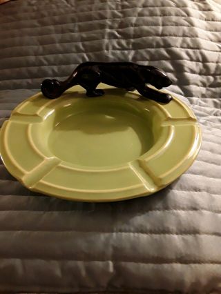 Royal Califonia Pottery Art Deco Ashtray With Black Panther Figure