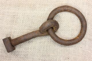 Horse Tie Hitching Post 2 5/8” Ring Square Nut Barn Find Old Rustic Forged Iron