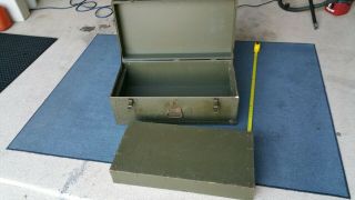 Vintage 1947 Army Green Foot Locker Trunk With Tray 6