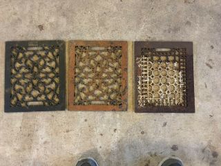 3 Cast Iron Grate Vent Covers Vintage