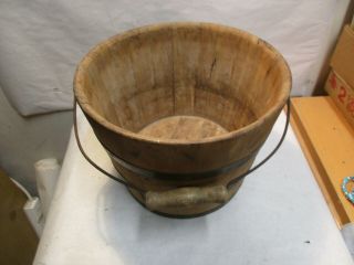 Vintage Wood Bucket Pail With Metal Bands Marked Lookout Mtn Tenn.  Good Shape Nr