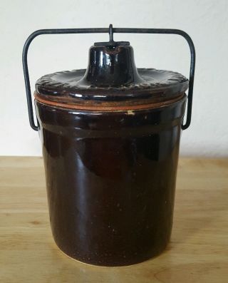Vintage Western Stoneware Co.  Monmouth Illinois Brown Glaze Cheese/butter Crock