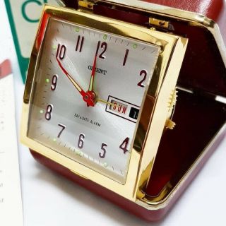 Vintage orient Travel Alarm Clock W/ Box 2