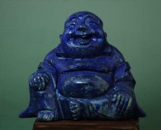 Chinese Natural Lapis Lazuli Hand Carving Maitreya Buddha Statue 01 G02