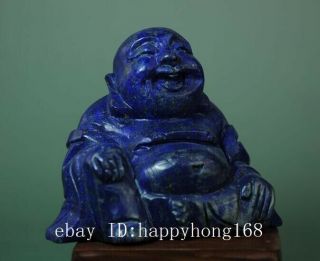 Chinese natural Lapis Lazuli Hand carving Maitreya Buddha statue 01 g02 2
