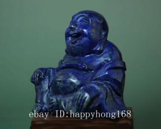 Chinese natural Lapis Lazuli Hand carving Maitreya Buddha statue 01 g02 3