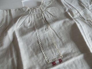 Antique German Handwoven Linen Night Dress Night Gown Night Shirt Unworn Mono Md
