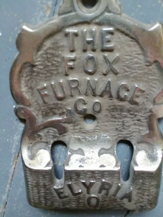 Vintage The Fox Furnace Co.  Elyria O. ,  Cast Iron Plaque/hanger