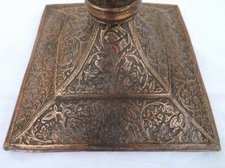 A STUNNING ARTS &CRAFTS COPPER LAMP BASE INTRICATE AND ORNATE RAISED DESIGN 2