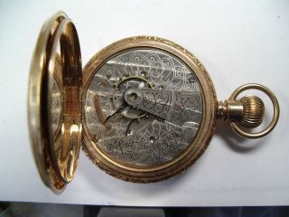 Antique 18 Size Waltham 14k Gold Hunting Case Pocket Watch PW - 45 6