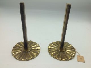 Vintage Brass Bathroom Shelf Brackets Pair Round Fluted Hardware Gold Tone Nos