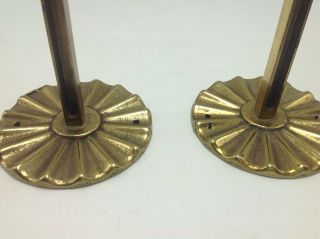 Vintage Brass Bathroom Shelf Brackets Pair Round Fluted Hardware Gold Tone NOS 2