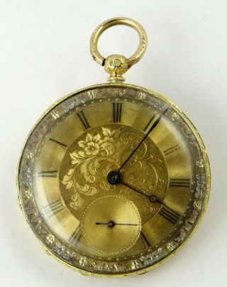 Antique Key Wind/set 18k Gold Humbert Geneve Open Face Pocket Watch