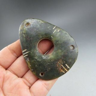 Chinese jade,  collectibles,  hand - carved,  jade,  Hongshan culture,  choi,  pendant E609 2