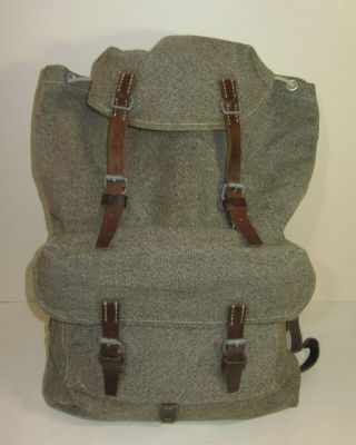Swiss Army Military Backpack Rucksack 1954 Canvas Salt Pepper Ls Thevoz Fribourg