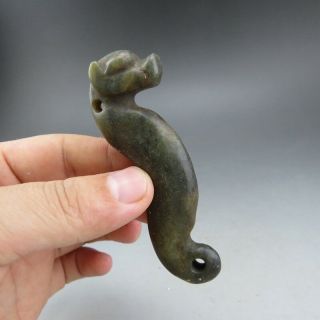 Chinese jade,  collectibles,  hand - carved,  jade,  Hongshan culture,  dragon,  pendant R1 2