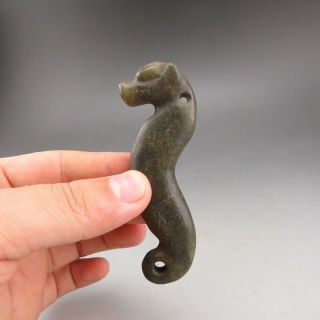 Chinese jade,  collectibles,  hand - carved,  jade,  Hongshan culture,  dragon,  pendant R1 3