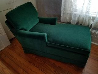 vintage chaise lounge,  Green Velvet w arms,  Pre 1950s, 2