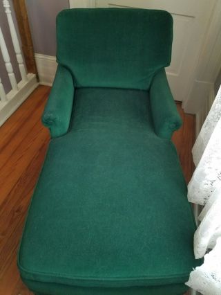 vintage chaise lounge,  Green Velvet w arms,  Pre 1950s, 3