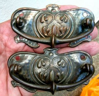 A Early 1900s Metal Art Nouveau Draw Handles