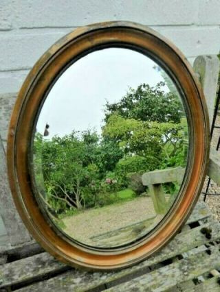 Antique Large Oval Copper Framed Bevel Edged Mirror