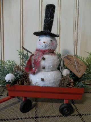 Christmas In July - Small Sweet Primitive Handmade Snowman Decoration