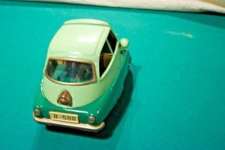 RARE 1950’s 2 tone green BMW Isetta tin litho Japan friction 3