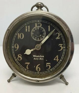 Vintage 1925 Westclox " Baby Ben " Antique Alarm Clock - Good Shape,  Nonfunctional