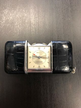 Movado Ermetophon Purse Watch With Exotic Skin Cover