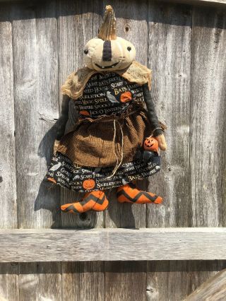 Primitive Halloween Fall Pumpkin Doll Heda Hettinger