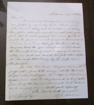 Civil War Letter From Col.  John W.  Osborne 31st Regiment Indiana Infantry