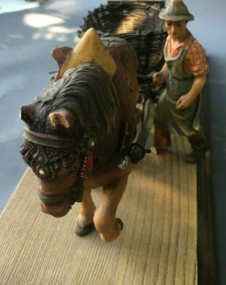 Large Hand Carved Four Horse Drawn Covered Wagon W Rider 25 "