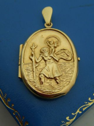 A 9ct Gold Hallmarked " St Christopher " Locket Pendant - For Scrap Or Usage