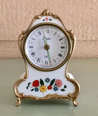 Vintage Bucherer Musical Flower Wind - Up Alarm Clock Lador Switzerland W.  Germany