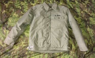 Post Vietnam Us Navy A - 2 Deck Jacket Size Large,  1986 D,  W Embroidered Name