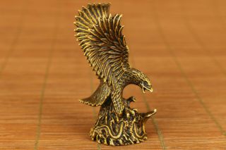 antique chinese old copper hand carved eagle statue figure netsuke hand piece 2