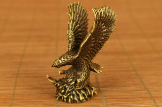 antique chinese old copper hand carved eagle statue figure netsuke hand piece 3