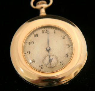 Rare vintage 1930 ' s ultra slim open face men ' s gold pocket watch,  running well 2