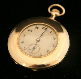 Rare vintage 1930 ' s ultra slim open face men ' s gold pocket watch,  running well 5