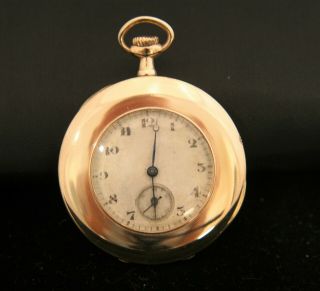 Rare vintage 1930 ' s ultra slim open face men ' s gold pocket watch,  running well 6