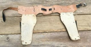 Vintage 1950 ' s Double Leather The Lone Ranger toy Cap Gun Holsters,  Belt,  Jewels 4
