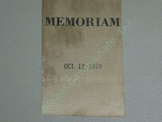Rare Orig Civil War General Robert E Lee Memoriam Ribbon Oct 12 1870 Memorial 3