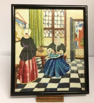 Vintage / Antique Hand Embroidered Historical Picture