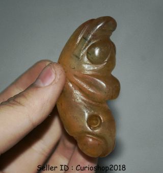 2.  8 " China Hongshan Culture Red Crystal Hand - Carved Cicada Sun God Head Pendant