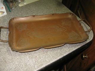 Antique Art Nouveau Copper Tray 14.  75 By 7 Inches Marked With A Running Bird