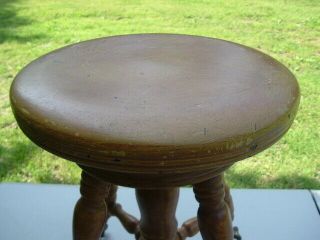 Vintage Antique Piano Stool with Glass Ball and Claw Feet 2