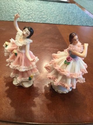 Two Dresden Lace Ballerina Figurine “Mint” 2