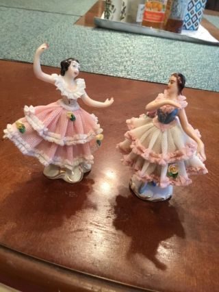 Two Dresden Lace Ballerina Figurine “Mint” 4