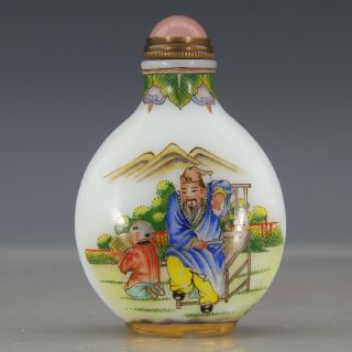 Chinese Exquisite Handmade people pattern Glass snuff bottle 3